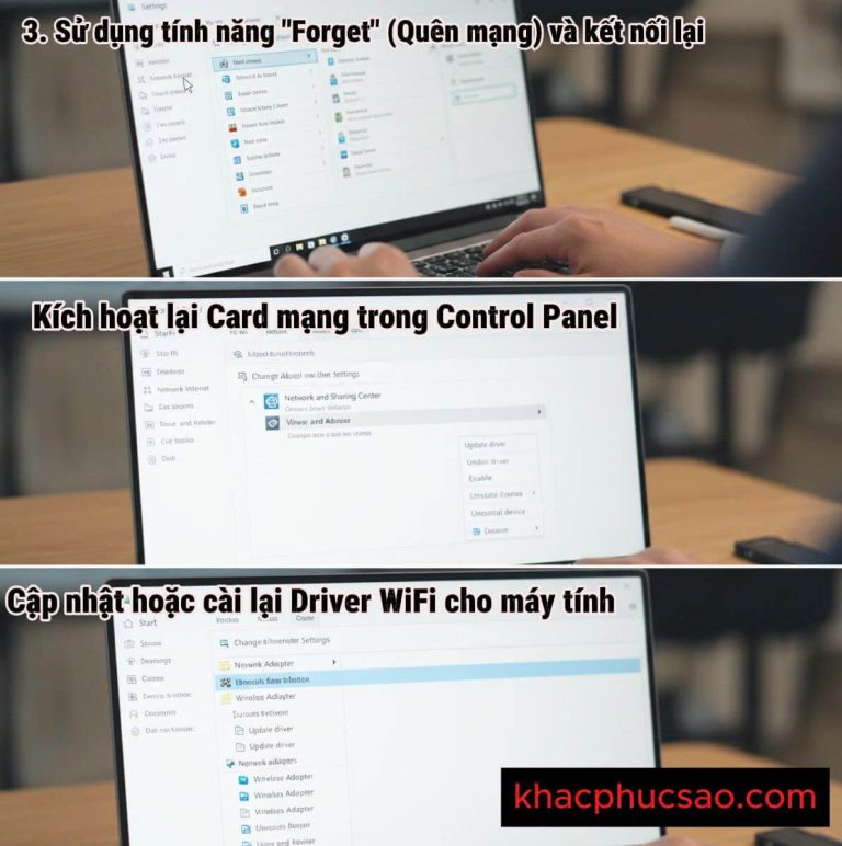 Máy tính không kết nối được WiFi – quên mạng, kích hoạt lại card mạng và cập nhật driver
