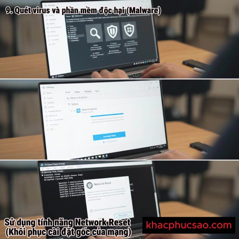 Máy tính không kết nối được WiFi – quét virus malware và dùng Network Reset khôi phục mạng